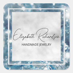 Sticker Carré Glam Elegant Luxe Blue Crystal Diamond Produit