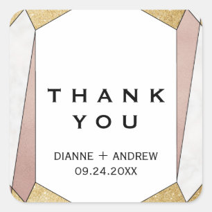 Sticker Carré Glam Géométrique Merci diamant Faveur mariage