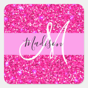 Sticker Carré Glam Girly Hot rose Parties scintillant étincelles