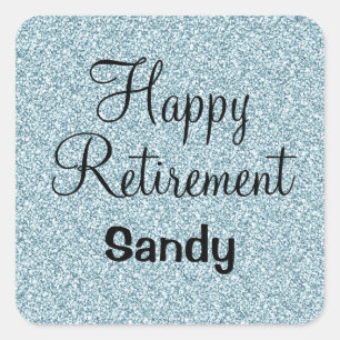 Sticker Carré Glam Happy Retirement Parties scintillant d'argent
