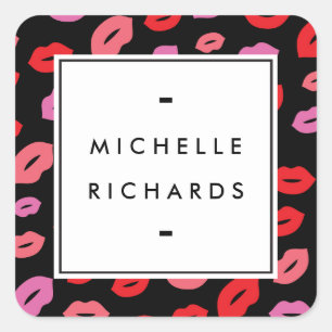 Sticker Carré Glam Lip Imprimer Maquillage Artiste Beauté Rose/R