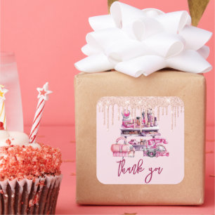 Sticker Carré Glam Makeup Girl Anniversaire