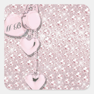 Sticker Carré Glam Parties scintillant rose fille