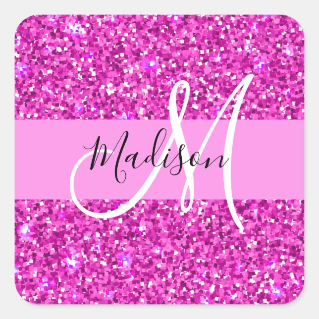 Sticker Carré Glam Pink & Magenta Parties scintillant Étincelle  (Devant)