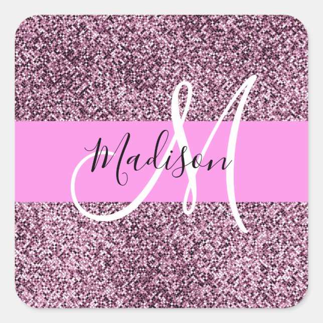 Sticker Carré Glam Pink & Violet Parties scintillant étincelles  (Devant)