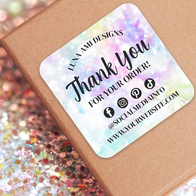 Sticker Carré Glam Rainbow Crystal Diamond Merci Order (Créateur téléchargé)