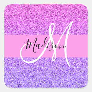 Sticker Carré Glam violet rose Parties scintillant étincelante M