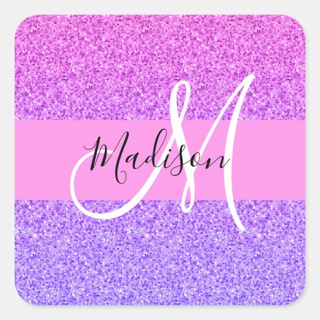 Sticker Carré Glam violet rose Parties scintillant étincelante M (Devant)
