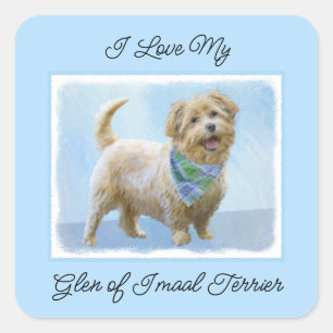 Sticker Carré Glen of Imaal Terrier Peinture - Art original Chie