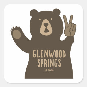 Sticker Carré Glenwood Springs Colorado Ours de la Paix