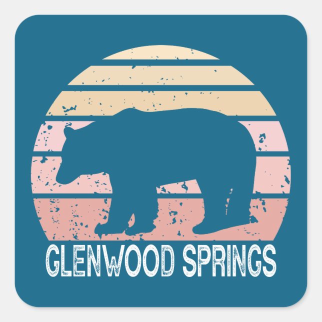 Sticker Carré Glenwood Springs Colorado Retro Bear (Devant)
