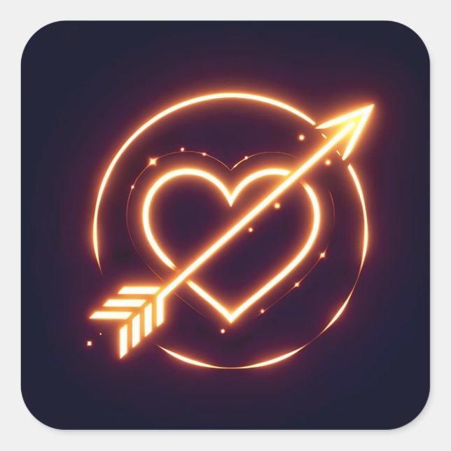 Sticker Carré glowing image of a heart with cupid's arrow (Devant)