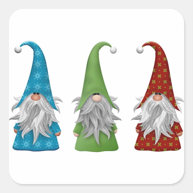 Sticker Carré Gnome de Noël mignon   (Devant)