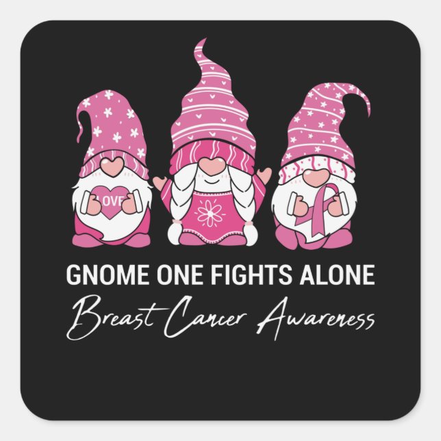 Sticker Carré Gnome One combat seul la sensibilisation au cancer (Devant)