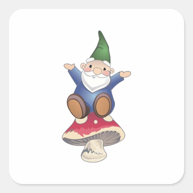 STICKER CARRÉ GNOME SUR LA CHAMBRE À MOUSSER (Devant)
