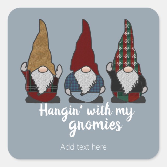 Sticker Carré Gnomes Hangin avec My Gnomies Holiday (Devant)