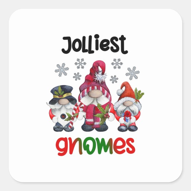 Sticker Carré Gnomes les plus jolies, Noël Avec Mon T-shirt Gnom (Devant)