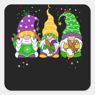 Sticker Carré Gnomes Mardi Gras Gnome Fleur De Lis Gras Mardi