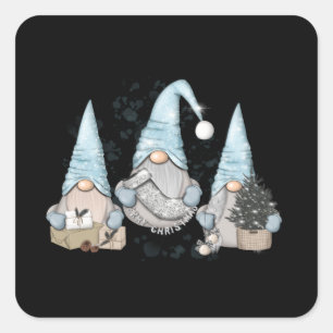 Sticker Carré Gnomes nordiques d'hiver