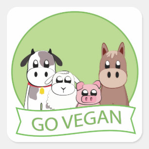 Sticker Carré Go Vegan