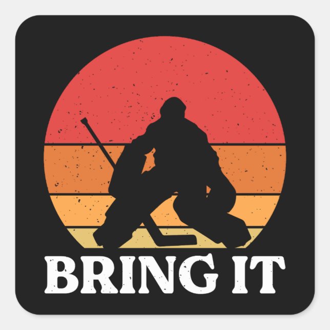 Sticker Carré Goalie De Hockey Sur Glace (Devant)