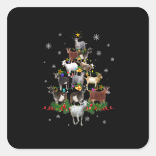 Sticker Carré Goat Christmas Tree Snow Goat Xmas
