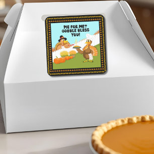 Sticker Carré Gobble à votre santé Funny Turkey's Friendsgiving