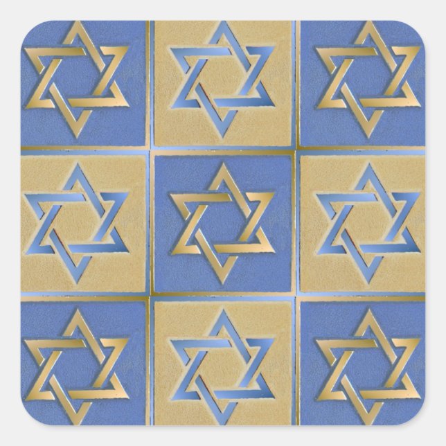 Sticker Carré Gold Blue Star de David Art Panels (Devant)