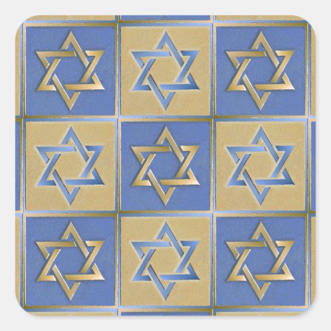 Sticker Carré Gold Blue Star de David Art Panels (Devant)