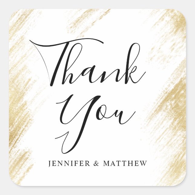 Sticker Carré Gold Brush Stroke Mariage Faveur (Devant)