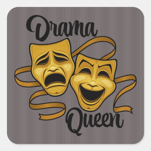Sticker Carré Gold Comédie Et Tragédie Théâtre Masques Drama Que (Devant)