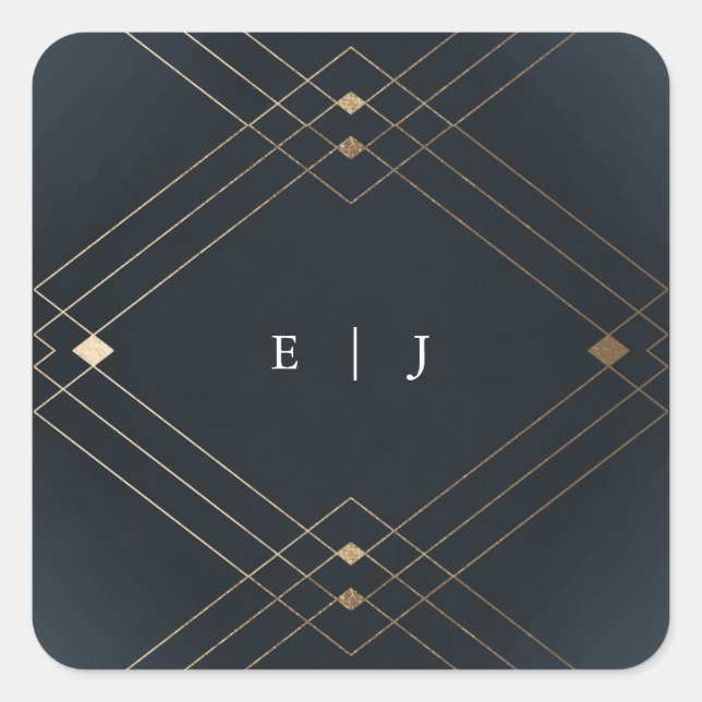 Sticker Carré Gold Diamond Marine Géométrique Déco Mariage Gatsb (Devant)