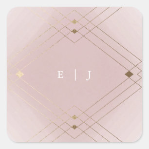 Sticker Carré Gold Diamond rose Géométrique Mariage Gatsby