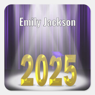 Sticker Carré Gold et Purple 2025 Graduation