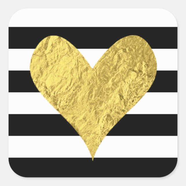 Sticker Carré Gold Foil Heart (Devant)