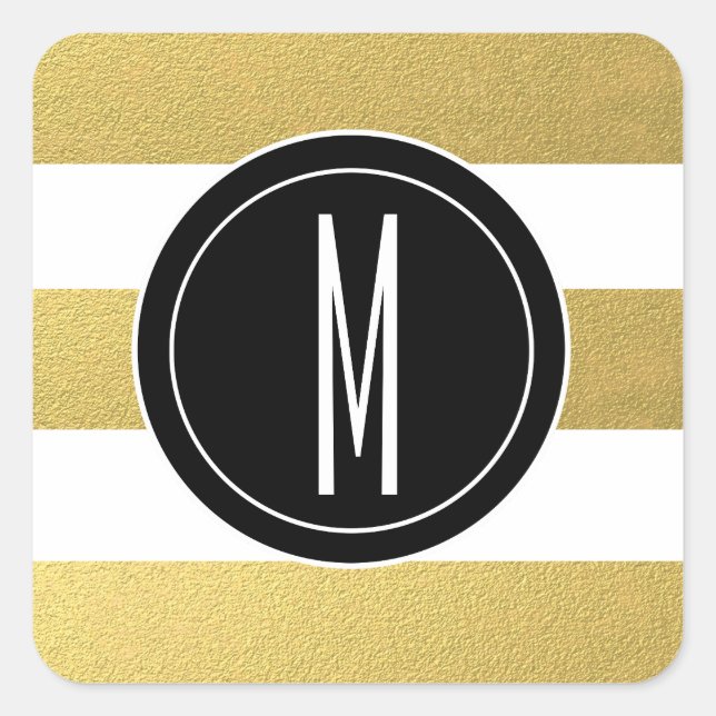 STICKER CARRÉ GOLD FOIL STRIPES | MONOGRAM NOIR (Devant)