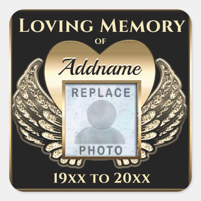 Sticker Carré Gold Heart Photo Memorial Heart (Devant)