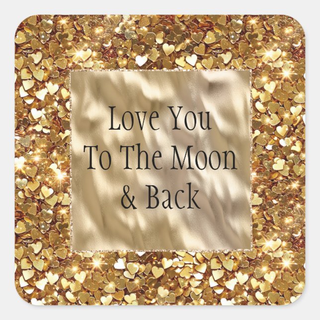 Sticker Carré Gold Hearts Confetti (Devant)