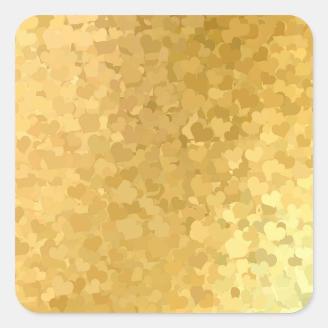 Sticker Carré Gold Hearts Elegant Blank Ajouter votre Modèle de  (Devant)