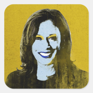 Sticker Carré Gold Kamala Harris Pop Art