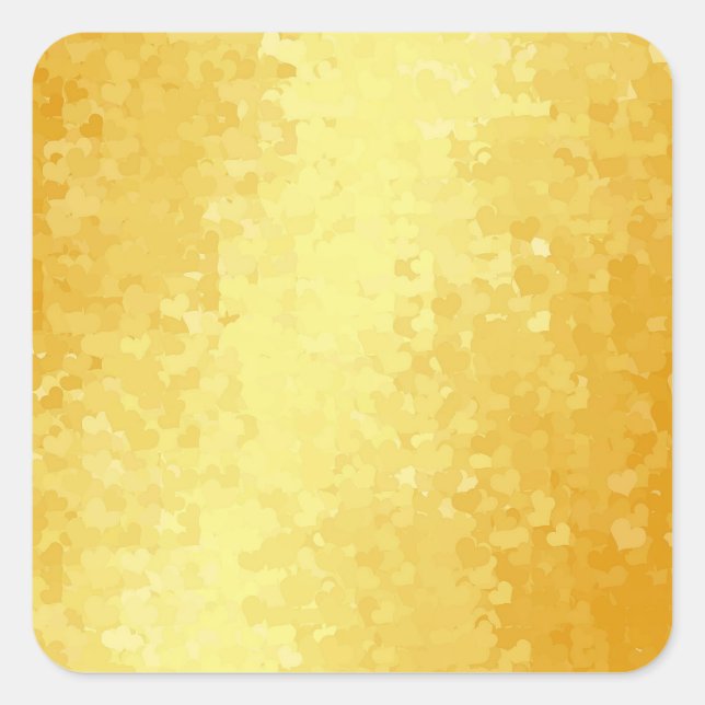 Sticker Carré Gold Look Coeurs Glamor Blank Modèle Élégant (Devant)
