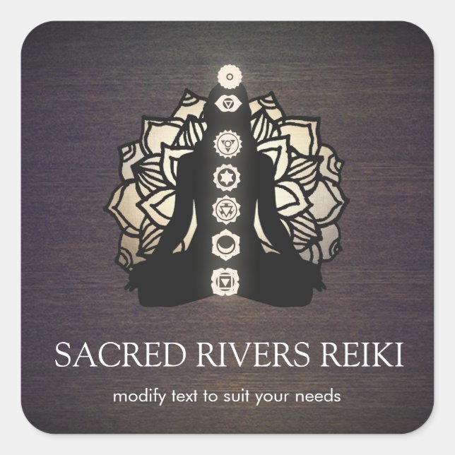 Sticker Carré Gold Lotus Chakra Reiki Master et professeur de yo (Devant)