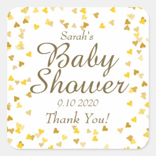 Sticker Carré Gold Love Hearts Baby shower / Sprinkle / Couples