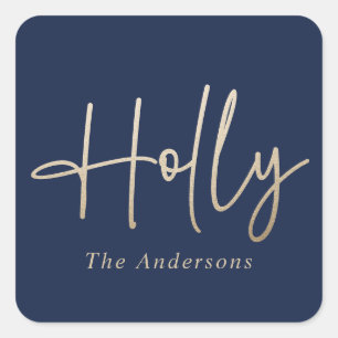 Sticker Carré Gold marine bleu moderne script minimal élégant