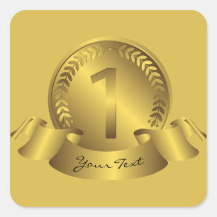 Sticker Carré Gold Medal & Custom text Award du meilleur winner