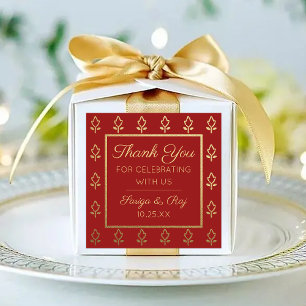 Sticker Carré Gold Parties scintillant Flower Mariage retour Cad