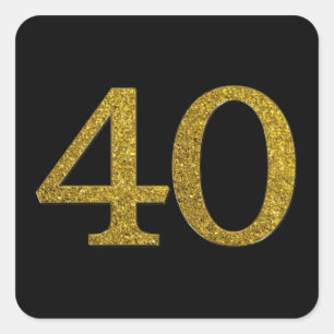 Sticker Carré Gold Parties scintillant Number 40 Wide Font