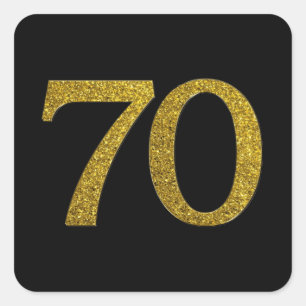 Sticker Carré Gold Parties scintillant Numéro 70 Large Police