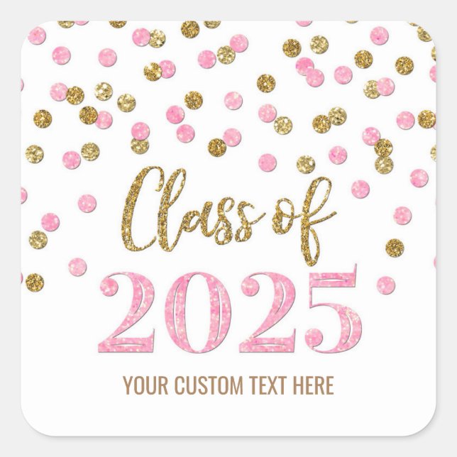 Sticker Carré Gold Pink Confetti 2025 (Devant)