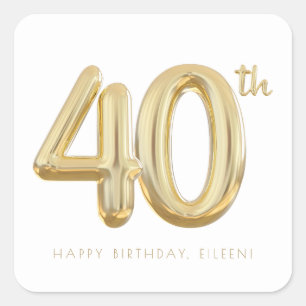 Sticker Carré Gold Quarty 40e anniversaire Balloon Party